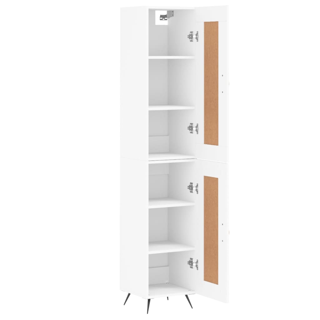 Skříň Highboard Bílá 34,5 X 34 X 180 Cm Kompozitní Dřevo