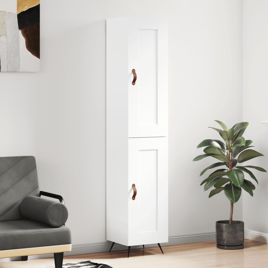 Skříň Highboard Bílá 34,5 X 34 X 180 Cm Kompozitní Dřevo