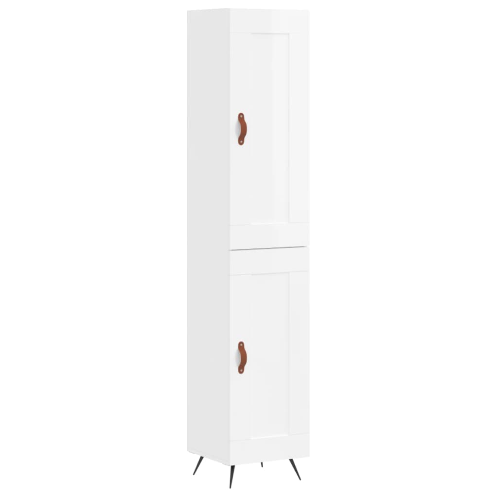 Skříň Highboard Bílá S Vysokým Leskem 34,5X34X180 Cm Kompozit