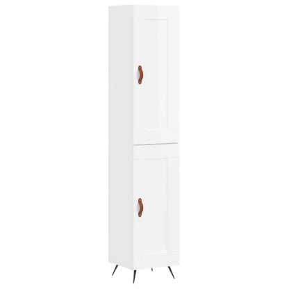 Skříň Highboard Bílá S Vysokým Leskem 34,5X34X180 Cm Kompozit