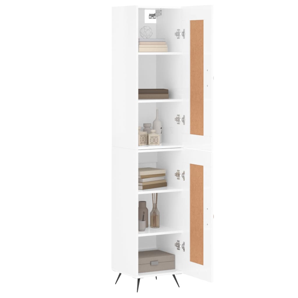 Skříň Highboard Bílá S Vysokým Leskem 34,5X34X180 Cm Kompozit