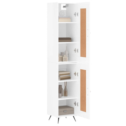 Skříň Highboard Bílá S Vysokým Leskem 34,5X34X180 Cm Kompozit