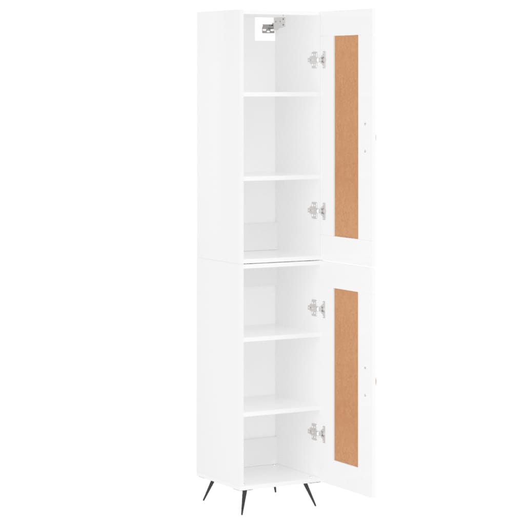 Skříň Highboard Bílá S Vysokým Leskem 34,5X34X180 Cm Kompozit
