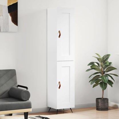 Skříň Highboard Bílá S Vysokým Leskem 34,5X34X180 Cm Kompozit