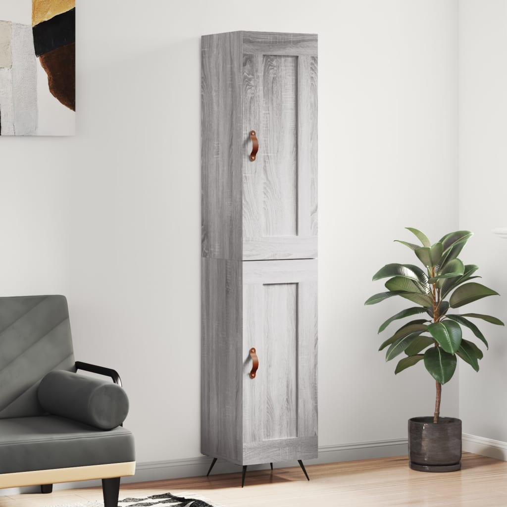 Skříň Highboard Šedá Sonoma 34,5 X 34 X 180 Cm Kompozitní Dřevo
