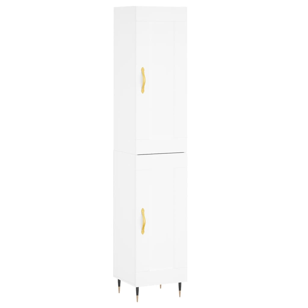 Skříň Highboard Bílá 34,5 X 34 X 180 Cm Kompozitní Dřevo
