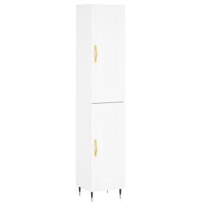 Skříň Highboard Bílá 34,5 X 34 X 180 Cm Kompozitní Dřevo