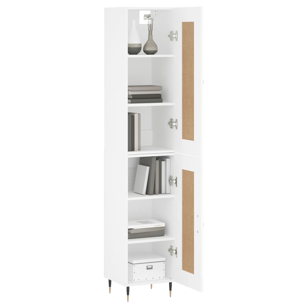Skříň Highboard Bílá 34,5 X 34 X 180 Cm Kompozitní Dřevo