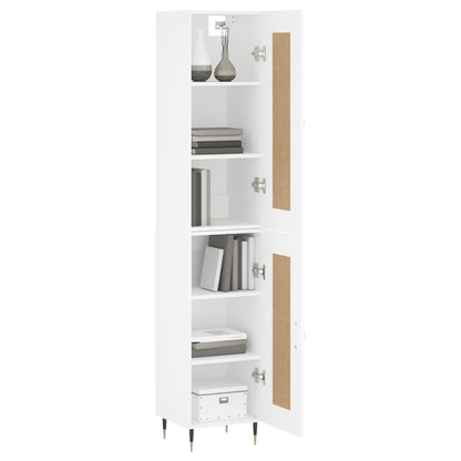 Skříň Highboard Bílá 34,5 X 34 X 180 Cm Kompozitní Dřevo