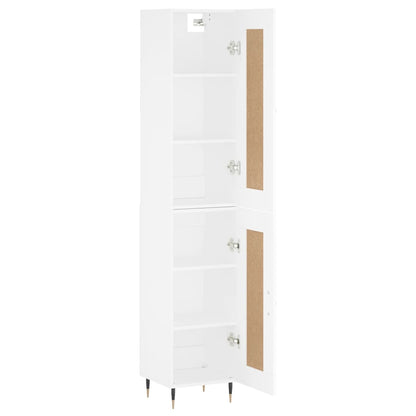 Skříň Highboard Bílá 34,5 X 34 X 180 Cm Kompozitní Dřevo