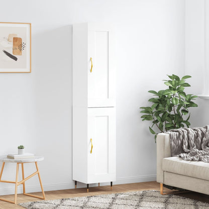 Skříň Highboard Bílá 34,5 X 34 X 180 Cm Kompozitní Dřevo