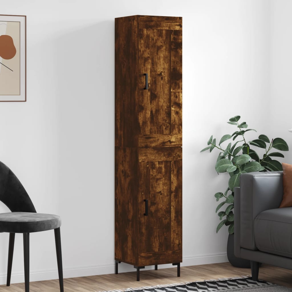 Skříň Highboard Kouřový Dub 34,5 X 34 X 180 Cm Kompozitní Dřevo