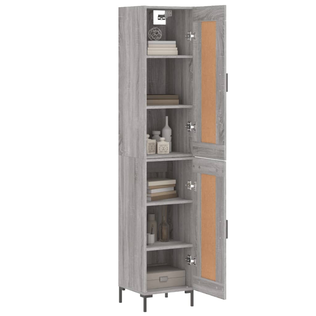 Skříň Highboard Šedá Sonoma 34,5 X 34 X 180 Cm Kompozitní Dřevo
