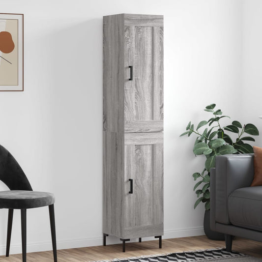 Skříň Highboard Šedá Sonoma 34,5 X 34 X 180 Cm Kompozitní Dřevo