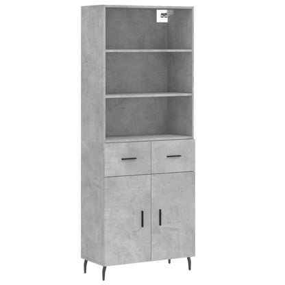 Skříň Highboard Betonově Šedá 69,5X34X180 Cm Kompozitní Dřevo