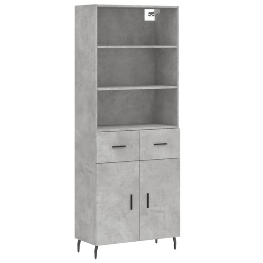 Skříň Highboard Betonově Šedá 69,5X34X180 Cm Kompozitní Dřevo