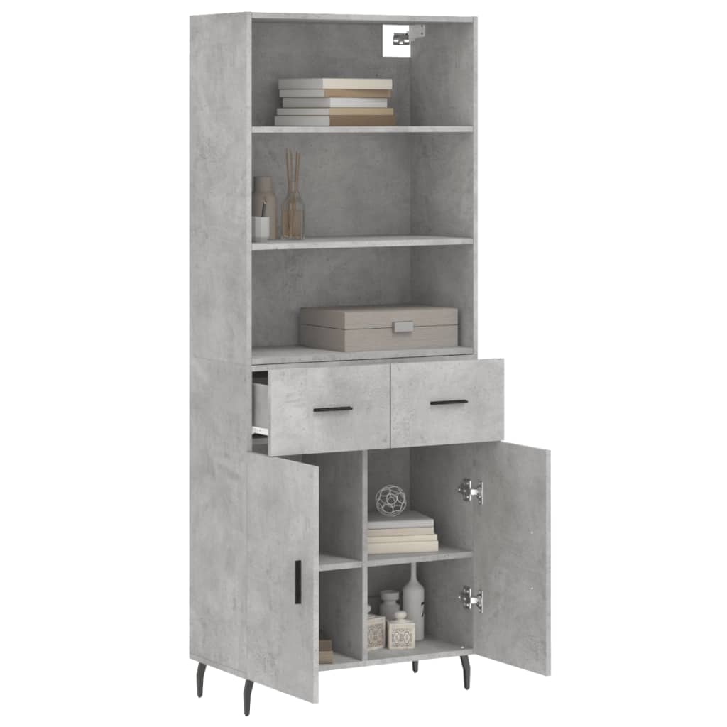 Skříň Highboard Betonově Šedá 69,5X34X180 Cm Kompozitní Dřevo