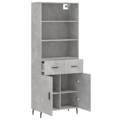 Skříň Highboard Betonově Šedá 69,5X34X180 Cm Kompozitní Dřevo
