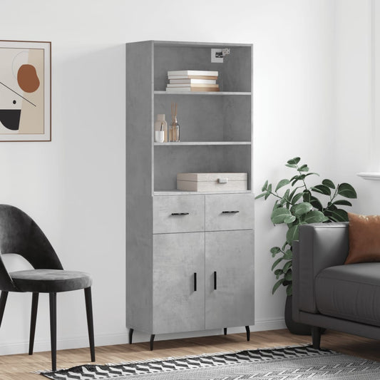 Skříň Highboard Betonově Šedá 69,5X34X180 Cm Kompozitní Dřevo