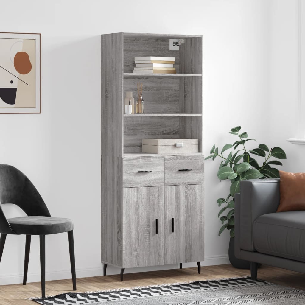 Skříň Betonově Šedá 69,5 X 32,5 X 180 Cm Kompozitní Dřevo