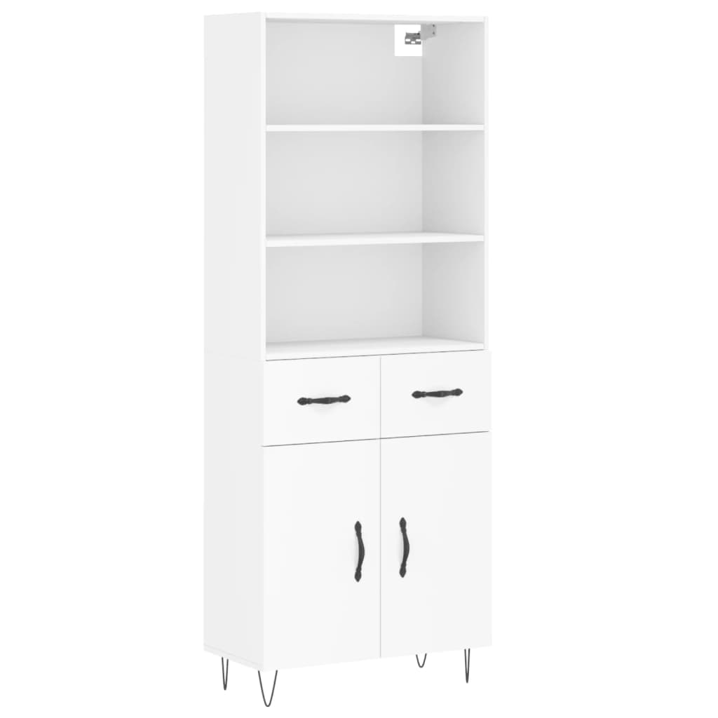 Skříň Highboard Bílá 69,5 X 34 X 180 Cm Kompozitní Dřevo