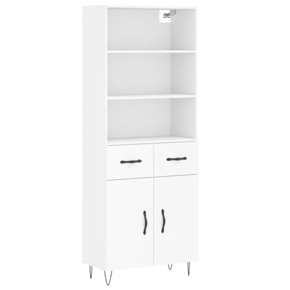 Skříň Highboard Bílá 69,5 X 34 X 180 Cm Kompozitní Dřevo