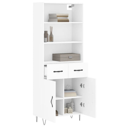 Skříň Highboard Bílá 69,5 X 34 X 180 Cm Kompozitní Dřevo