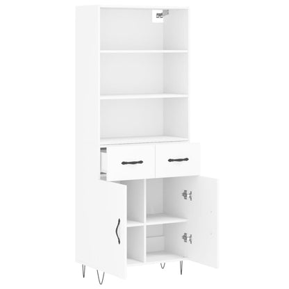 Skříň Highboard Bílá 69,5 X 34 X 180 Cm Kompozitní Dřevo