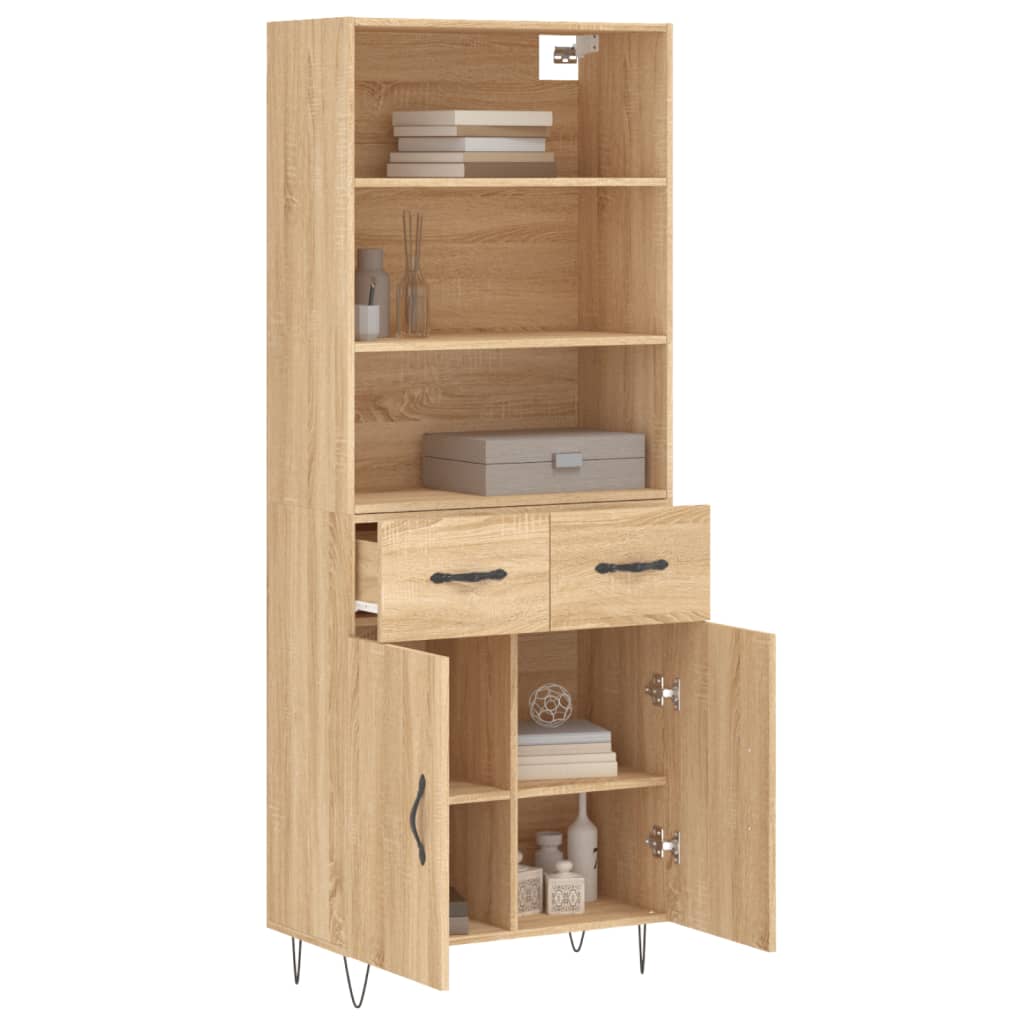 Skříň Highboard Dub Sonoma 69,5 X 34 X 180 Cm Kompozitní Dřevo