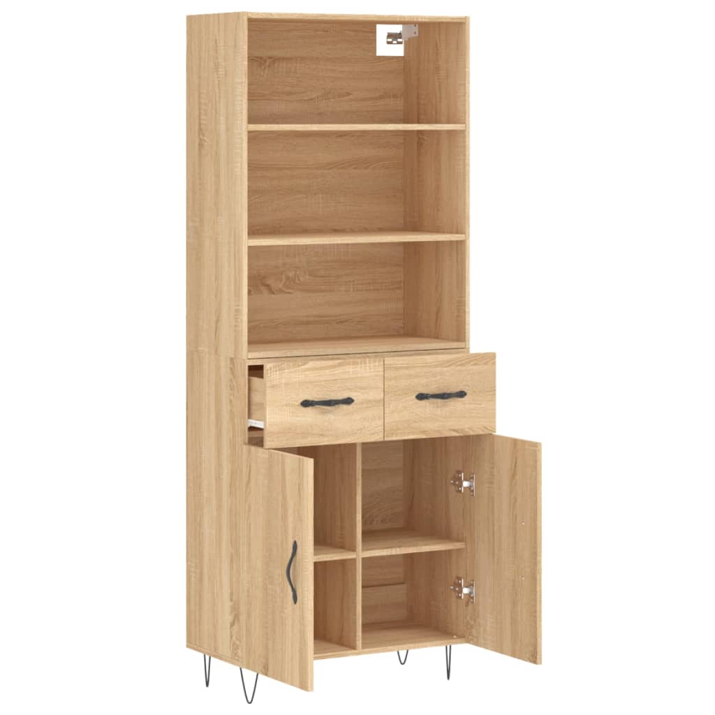Skříň Highboard Dub Sonoma 69,5 X 34 X 180 Cm Kompozitní Dřevo