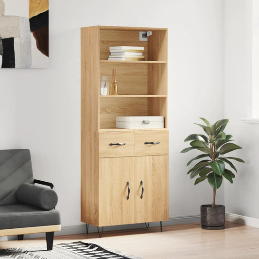 Skříň Highboard Dub Sonoma 69,5 X 34 X 180 Cm Kompozitní Dřevo