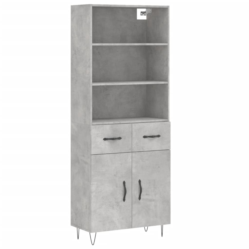 Skříň Highboard Betonově Šedá 69,5X34X180 Cm Kompozitní Dřevo