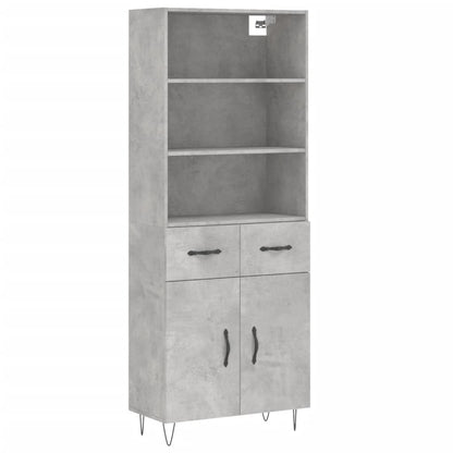 Skříň Highboard Betonově Šedá 69,5X34X180 Cm Kompozitní Dřevo