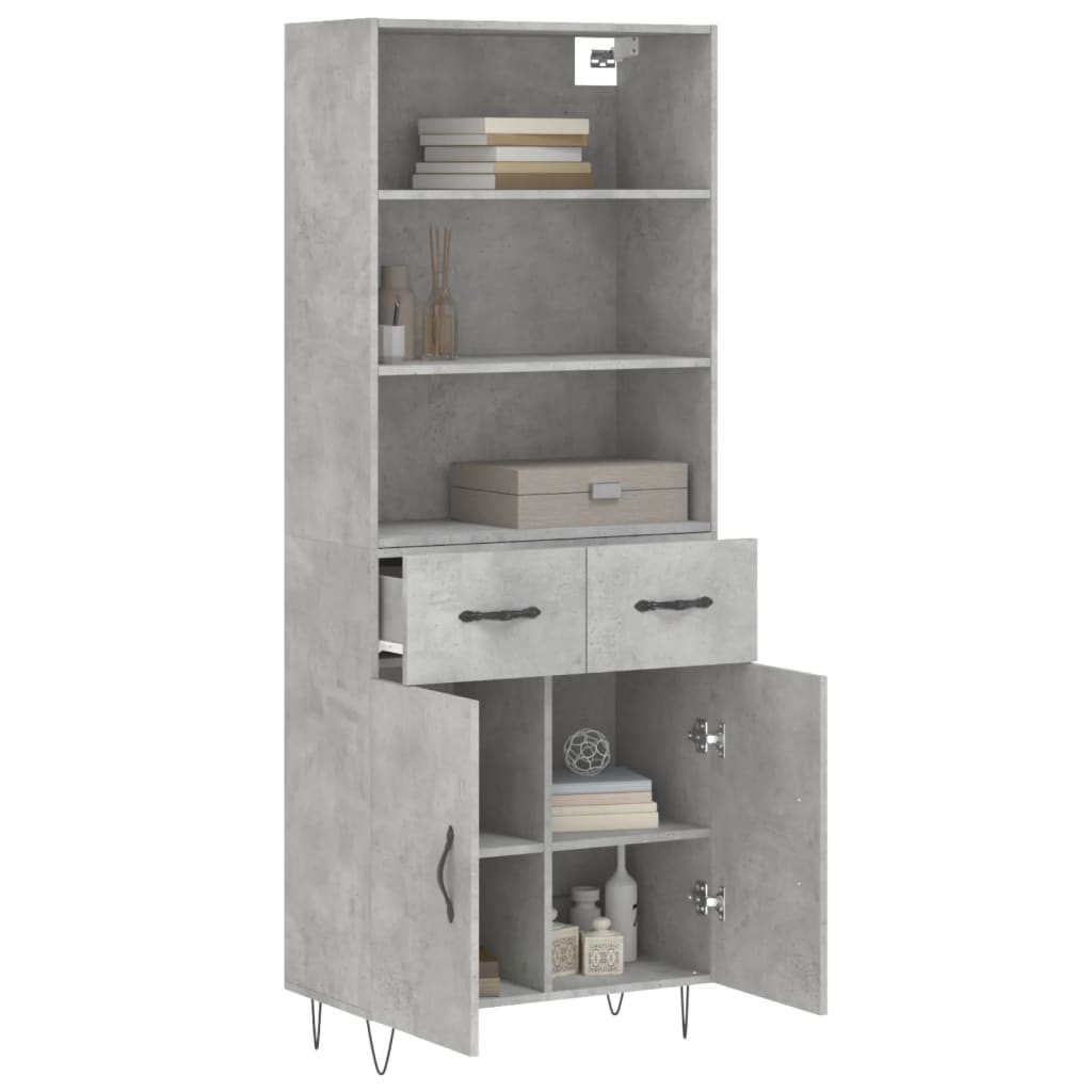 Skříň Highboard Betonově Šedá 69,5X34X180 Cm Kompozitní Dřevo