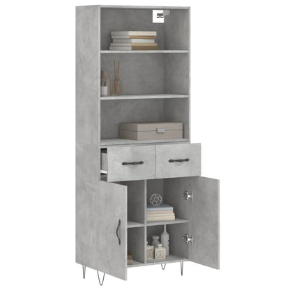 Skříň Highboard Betonově Šedá 69,5X34X180 Cm Kompozitní Dřevo