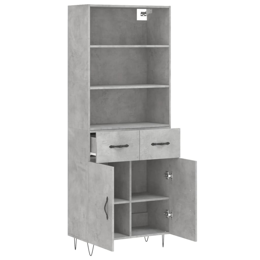 Skříň Highboard Betonově Šedá 69,5X34X180 Cm Kompozitní Dřevo