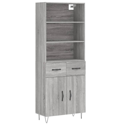 Skříň Highboard Šedá Sonoma 69,5 X 34 X 180 Cm Kompozitní Dřevo