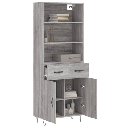 Skříň Highboard Šedá Sonoma 69,5 X 34 X 180 Cm Kompozitní Dřevo