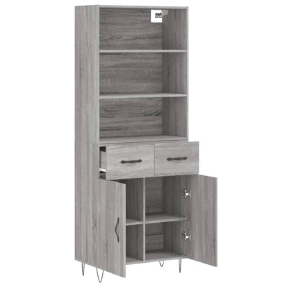 Skříň Highboard Šedá Sonoma 69,5 X 34 X 180 Cm Kompozitní Dřevo