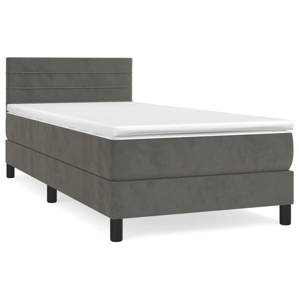 Box Spring Postel S Matrací Tmavě Šedá 100X200 Cm Samet