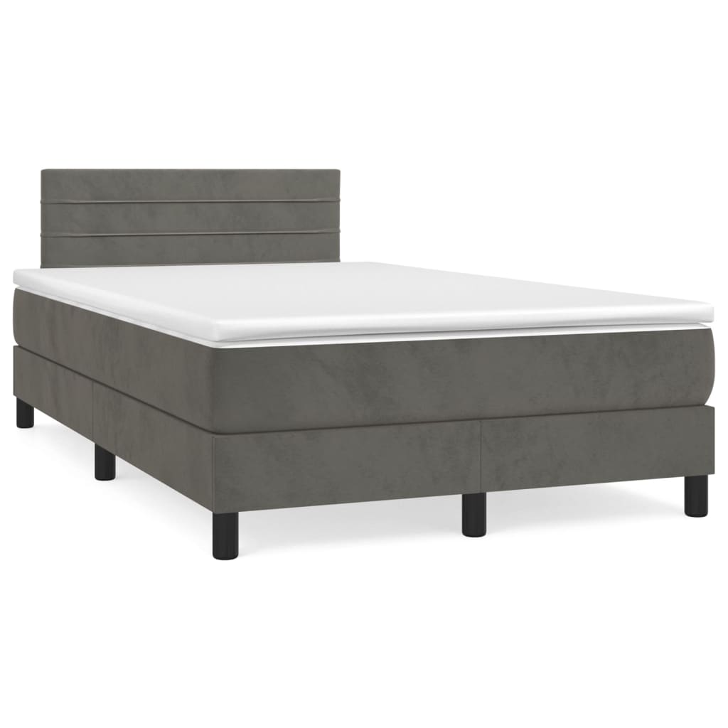 Box Spring Postel S Matrací Tmavě Šedá 120 X 200 Cm Samet
