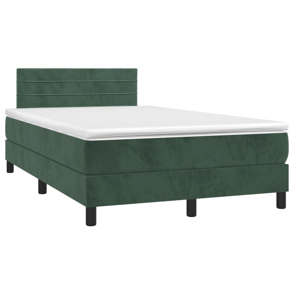 Box Spring Postel S Matrací Tmavě Zelená 120 X 200 Cm Samet