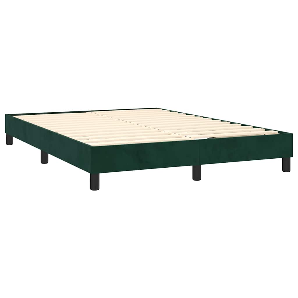 Box Spring Postel S Matrací Tmavě Zelená 140X190 Cm Samet