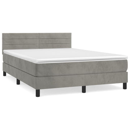 Box Spring Postel S Matrací Světle Šedá 140X200 Cm Samet