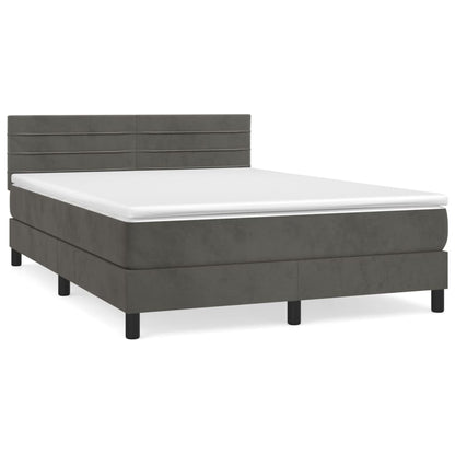 Box Spring Postel S Matrací Tmavě Šedá 140X200 Cm Samet