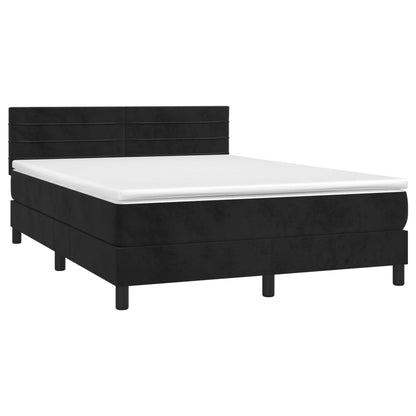 Box Spring Postel S Matrací Černá 140X200 Cm Samet