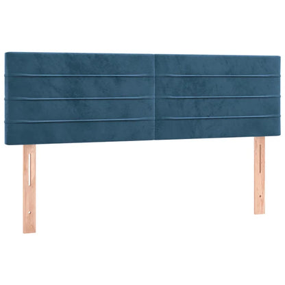 Box Spring Postel S Matrací Tmavě Modrá 140X200 Cm Samet