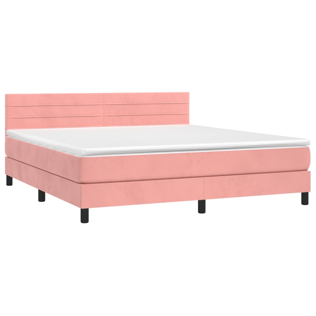 Box Spring Postel S Matrací Růžová 160X200 Cm Samet