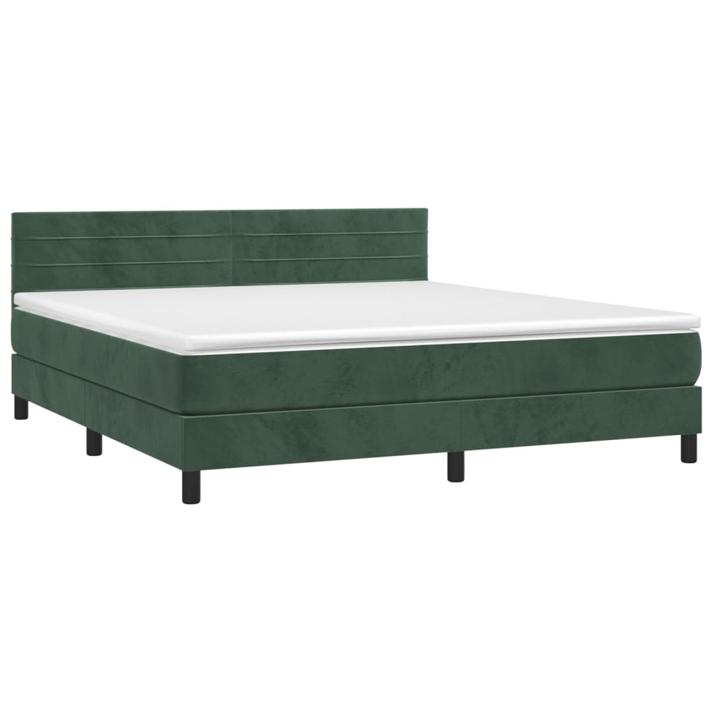Box Spring Postel S Matrací Tmavě Zelená 180X200 Cm Samet