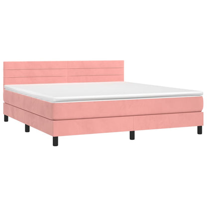 Box Spring Postel S Matrací Růžová 180X200 Cm Samet